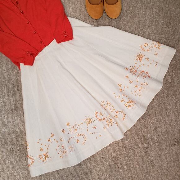 🌻3 for $18 I.C.E. Linen Blend Beaded Sequined Skirt - Picture 1 of 4